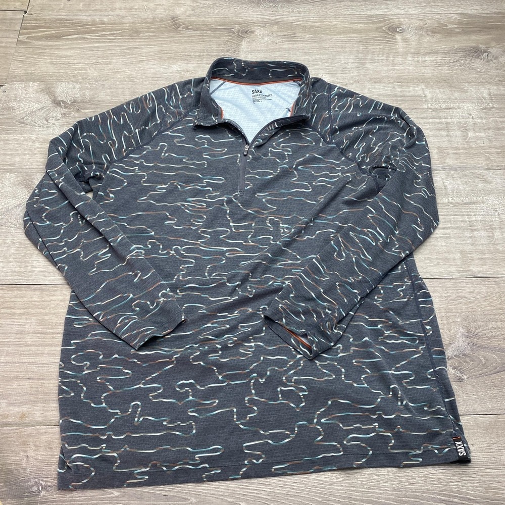 SAXX Roast Master‎ Pullover Mens XL Gray Camo 1/4 Zip Thermal Base Layer